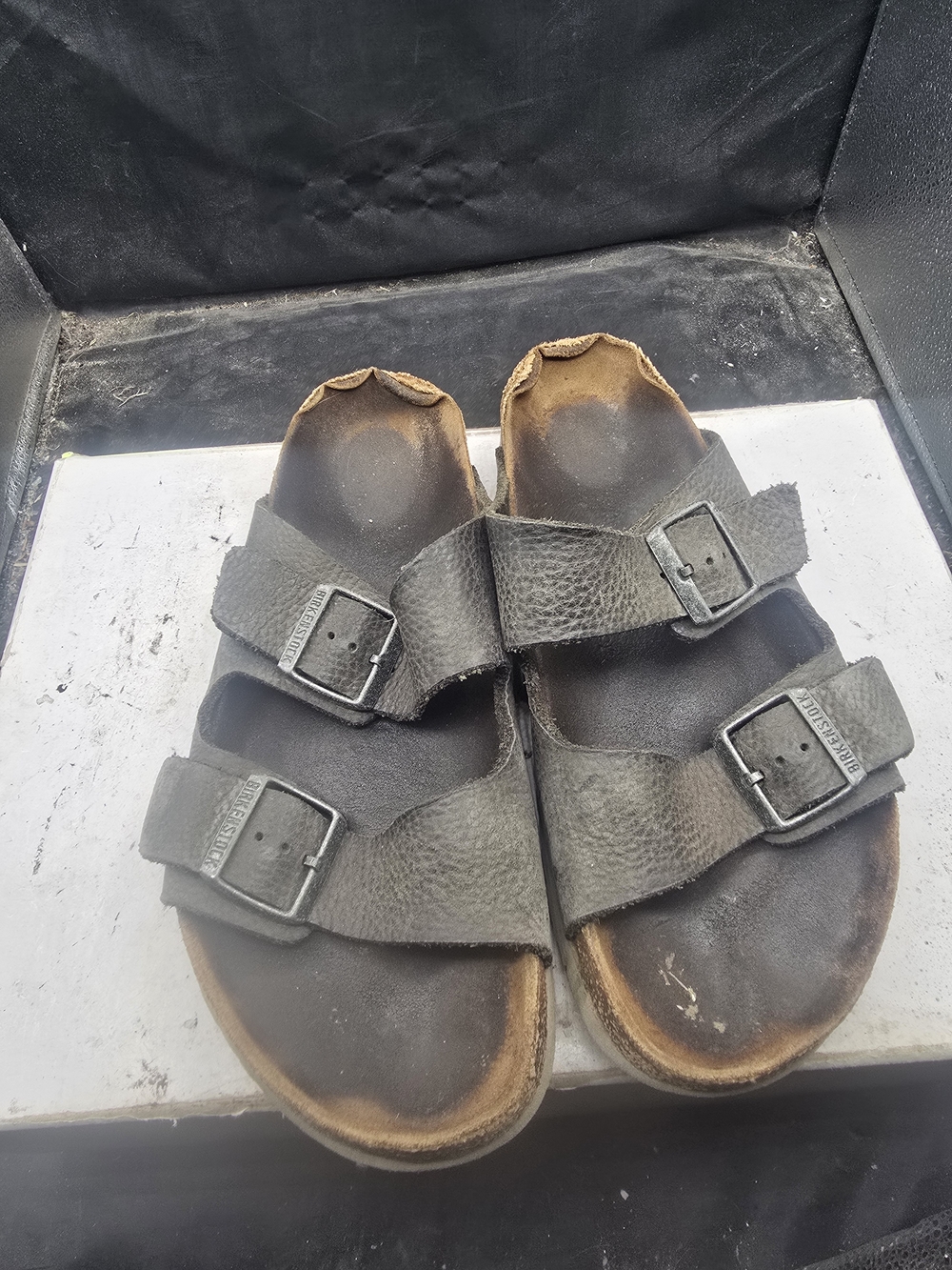 Birkenstock Men’s Two-Strap Black Leather Sandals